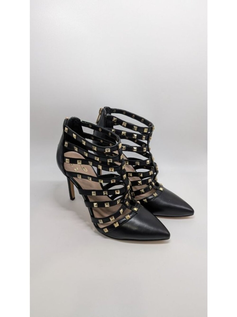 MIX NO.6 Black Danela Pump Studded Caged Heels